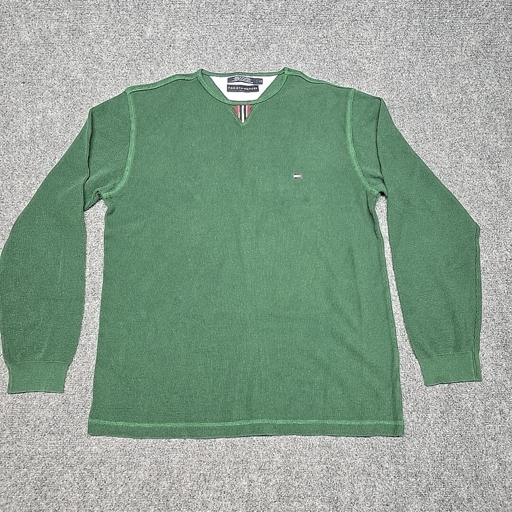 Tommy Hilfiger Shirt Mens XL Thermal Type Shirt Long Sleeve Green